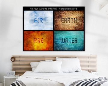 Four Elements of Nature, There is no Planet B, composition of beautiful backgrounds with inscription by Maren Winter