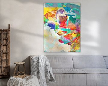 Modern, Abstract Digital Artwork in Orange, Yellow, Blue by Art By Dominic