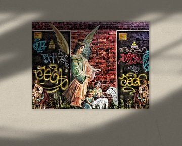 Heilige Graffiti - ein Engel als Hirte von Ruben van Gogh