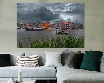 Adembenemend Reitdiep Groningen: Onweersbui Fotografie met Vrolijke Huizen van Elianne van Turennout