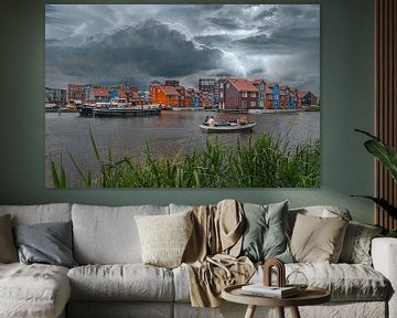 Gewitter über dem Reitdiep in Groningen. von Elianne van Turennout