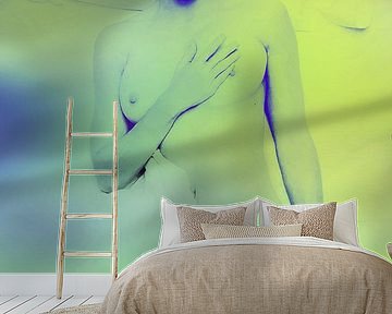 In Bed with Madonna Abstract in Groen Blauw van Art By Dominic