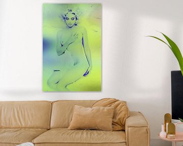 In Bed with Madonna Abstract in Groen Blauw van Art By Dominic