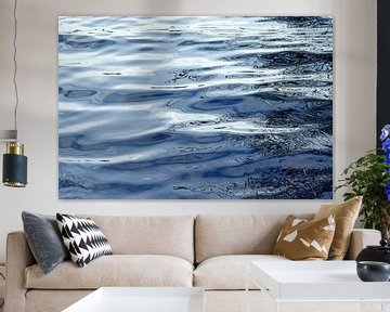 Blue water surface with smooth waves and reflection as background texture, copy space by Maren Winter