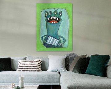 4ogen Monstertje - Schilderij voor Kinderen van Sonja Mengkowski