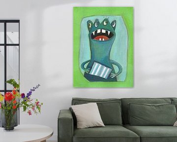 4ogen Monstertje - Schilderij voor Kinderen van Atelier BuntePunkt