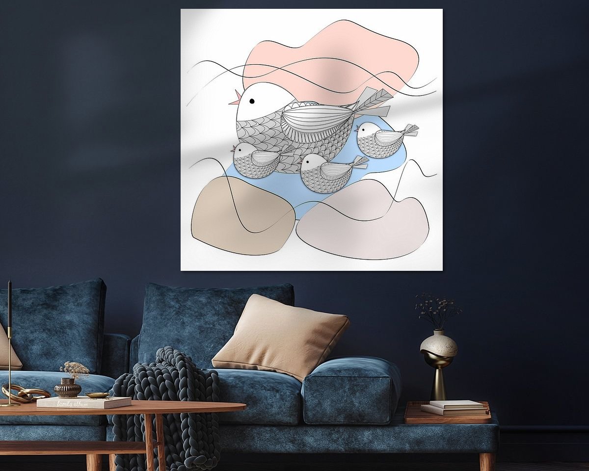Voorbeeld van het werk in een kamer
