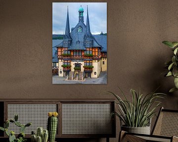 Le célèbre hôtel de ville de Wernigerode, Harz, Saxe-Anhalt, Allemagne