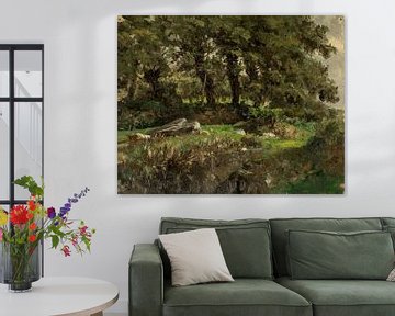Carlos de Haes-Boslandschap van eiken, oude bomen, Antiek landschap