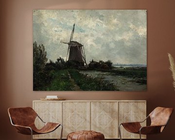 Carlos de Haes-Niederländische Landschaft, Windmühlen, Die Niederlande, Antilandschaft