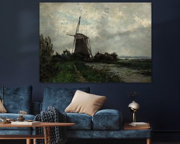 Carlos de Haes-Nederlands landschap, windmolens, Nederland, antilandschap