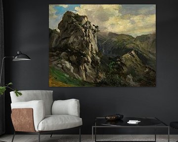 Paysage de montagne de Carlos de Haes-Stenen, paysage antique