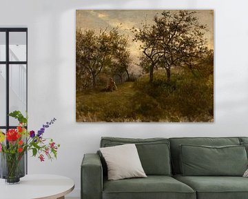 Carlos de Haes-Paysages féminins dans un verger de jujubiers, Paysage antique