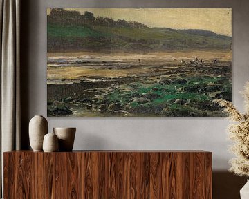 Carlos de Haes Collection de coquillages à marée basse au bord de la mer, Paysage antique