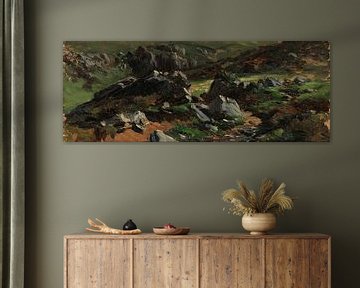 Carlos de Haes - Berglandschaft aus schwarzem Stein, Antike Landschaft