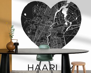 Love for Haarlem BlackWhite | City map in a heart