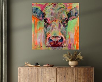 Schilderij van een  een koe  - een portret ( XII ) van Liesbeth Serlie
