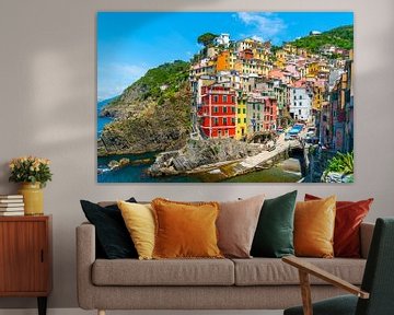 Cinque Terre, Italie - Vue d'ensemble du village de Riomaggiore