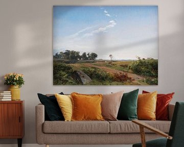 Johan Thomas Lundbye~Zeeland Landschap.Open land in Noord-Zeeland