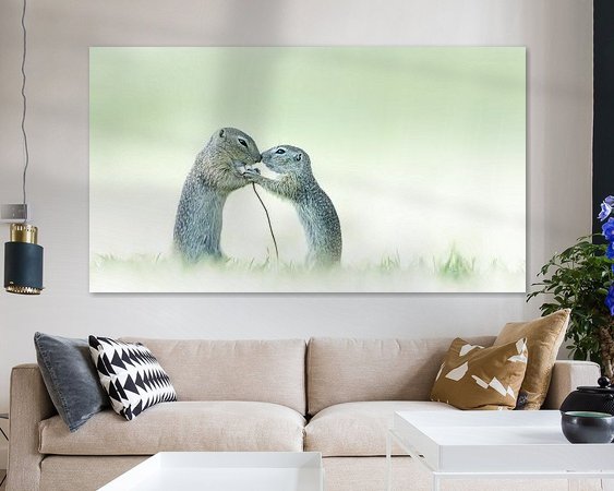 Voorbeeld van het werk in een kamer