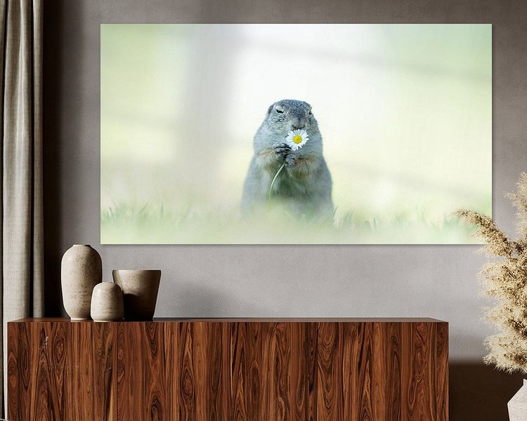 Voorbeeld van het werk in een kamer