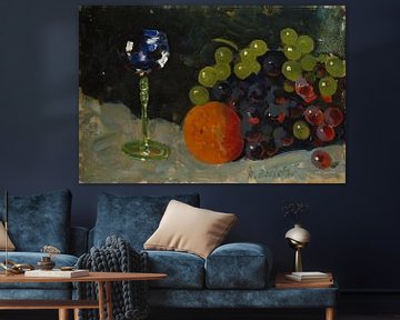 Rudolf Bartels~Still life with wine glass, druiven and blood orange