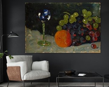 Rudolf Bartels~Still life with wine glass, druiven and blood orange
