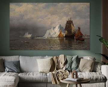 William Bradford-Vaartuigen voor walvisvangst aan de kust van Labrador