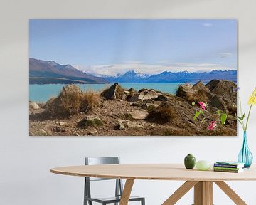 Mount Cook bij het blauwe meer: Lake Pukaki (Nieuw Zeeland) van Be More Outdoor