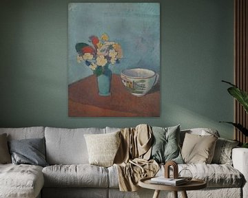 Émile Bernard-Vase mit Blumen und Tassen