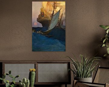 Howard Pyle-Een aanval op een Galleon