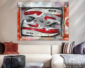 Nike air max 1 schoenendoos schilderij van Jos Hoppenbrouwers