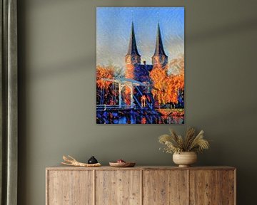 Sfeervol Schilderij Oostpoort Delft van Slimme Kunst.nl