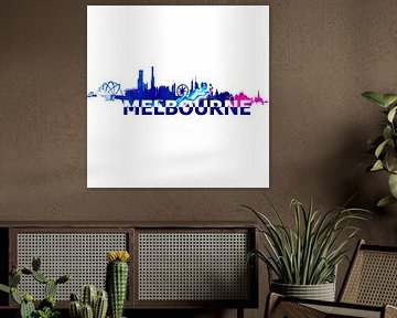 Melbourne Australië Skyline Silhouet van Markus Bleichner