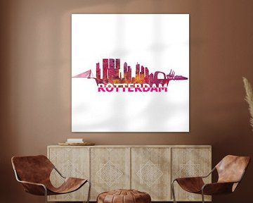 Rotterdam Holland Skyline Silhouet van Markus Bleichner