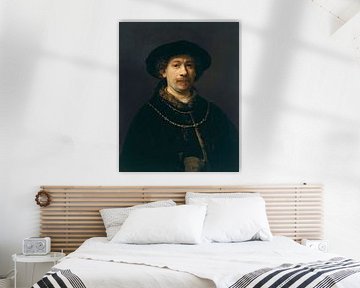 Zelfportret met hoed en twee kettingen, Rembrandt van Rijn