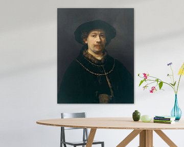 Zelfportret met hoed en twee kettingen, Rembrandt van Rijn