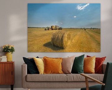 Rouleaux de foin - Balles de foin dans les champs sur Moetwil en van Dijk - Fotografie