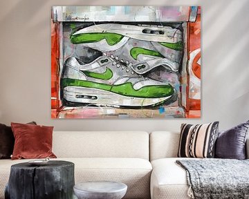 Nike air max 1 x Patta green schilderij van Jos Hoppenbrouwers