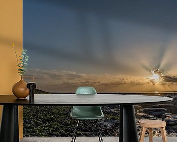 Sunbeams on the mudflats.