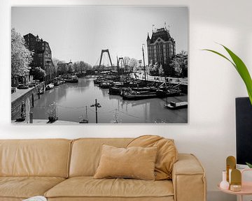 De oude haven van Rotterdam zwart/wit van Stefan Bezooijen