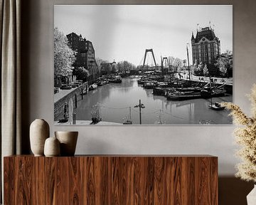 De oude haven van Rotterdam zwart/wit van Stefan Bezooijen