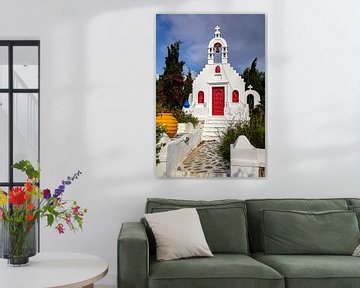 Kleurrijke kapel op Mykonos, Griekenland