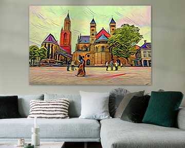 Kleurrijk werk van Vrijthof Maastricht: Sint Servaasbasiliek en Sint-Janskerk