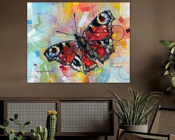 Schmetterling Pfau Malerei von Jos Hoppenbrouwers
