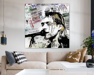Kurt Cobain Popart van Rene Ladenius Digital Art