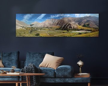 Panorama of mountains, vineyards and fruit growing in the Valle de Elqui near La Serena in the Coqui by A. Hendriks