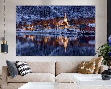 Rognan in winter, Noorwegen van Adelheid Smitt