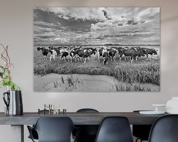 Herd of cows in a meadow with a pond by Tony Vingerhoets