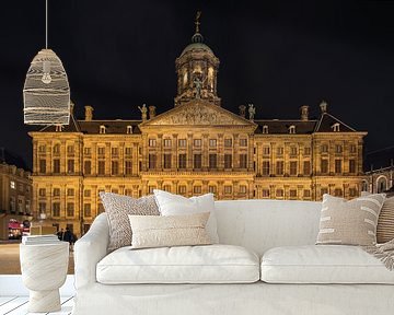 Koninklijk Paleis, Amsterdam Dam 's nachts. van Tony Vingerhoets